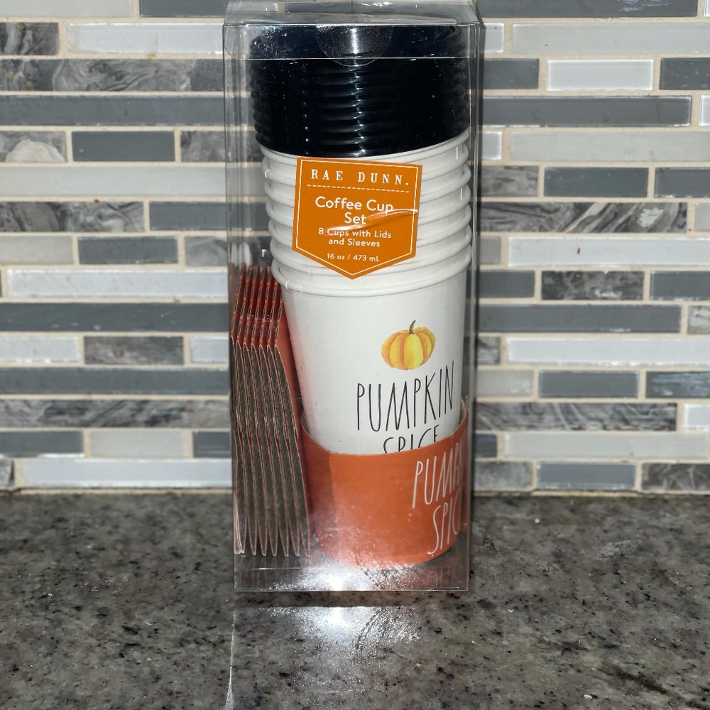RAE DUNN PUMPKIN SPICE 8 PIECE COFFEE CUP SET